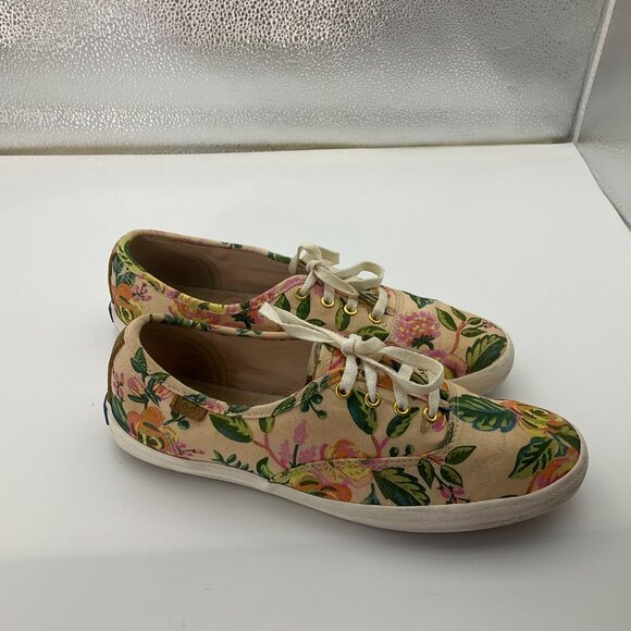 Keds Rifle Paper Collab Sz 6 Floral Canvas Sneakers Shoes Preppy Cottage* Read - Picture 3 of 15